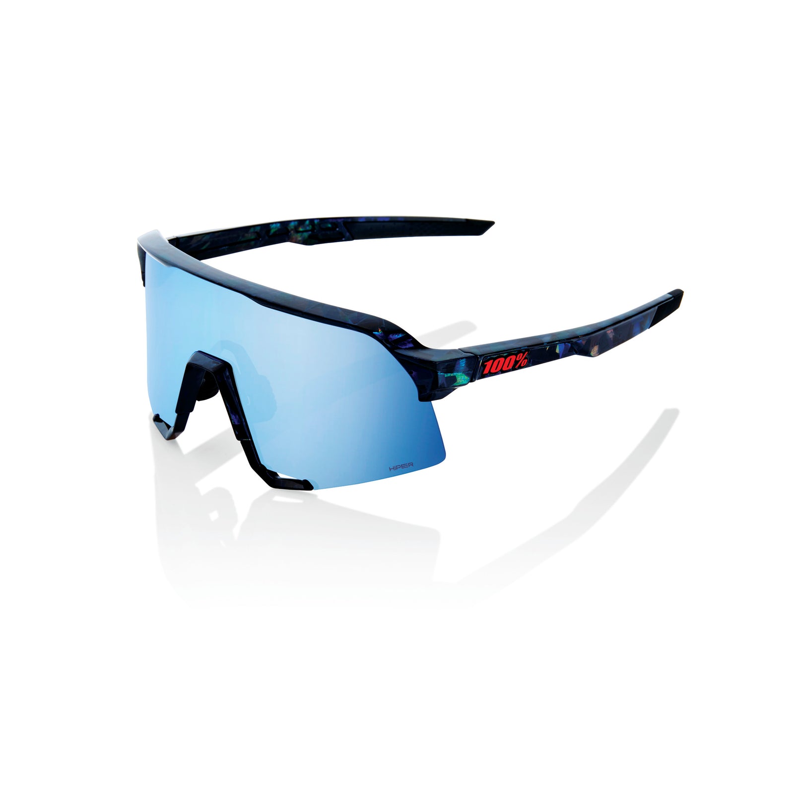 100 Percent S3 HiPER Sunglasses - Black Holographic/Blue Multilayer Mirror Lens