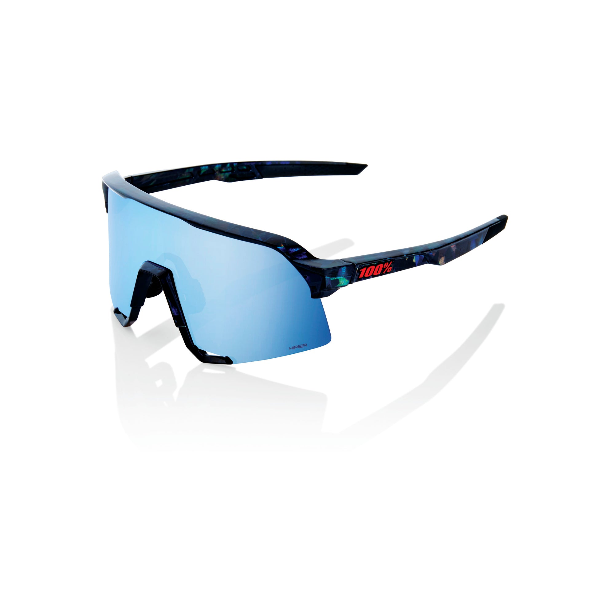 100 Percent S3 HiPER Sunglasses - Black Holographic/Blue Multilayer Mirror Lens