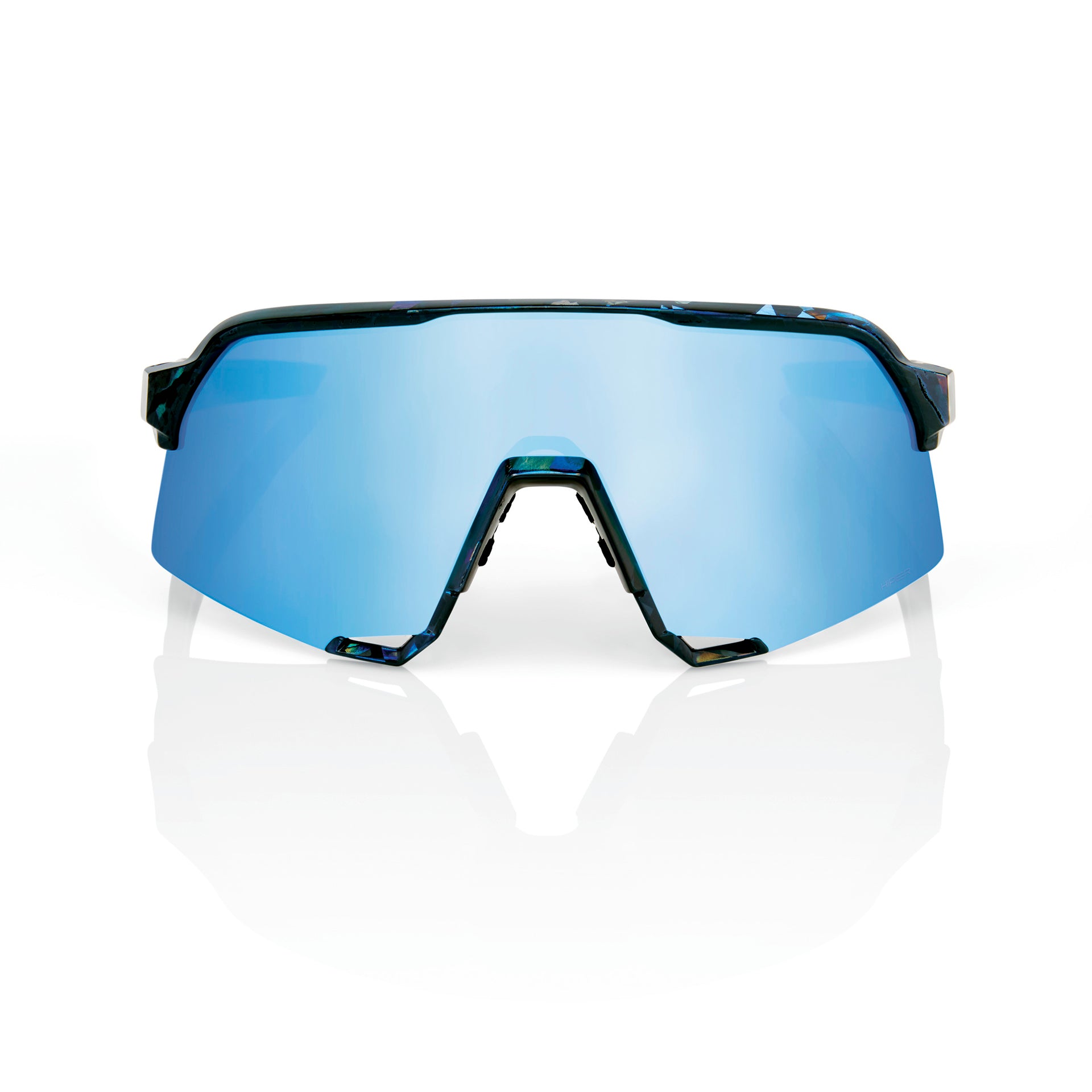 100 Percent S3 HiPER Sunglasses - Black Holographic/Blue Multilayer Mirror Lens