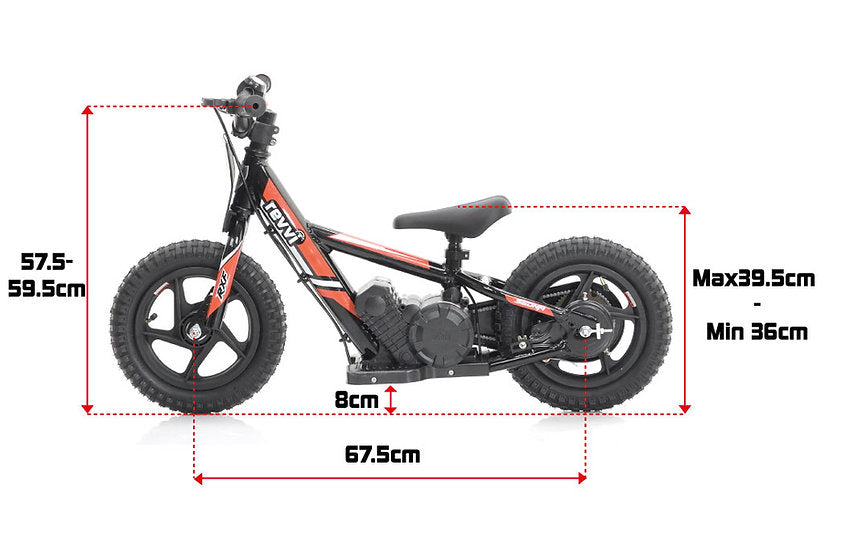 Revvi 12" Kids Electric Balance Bike - Red